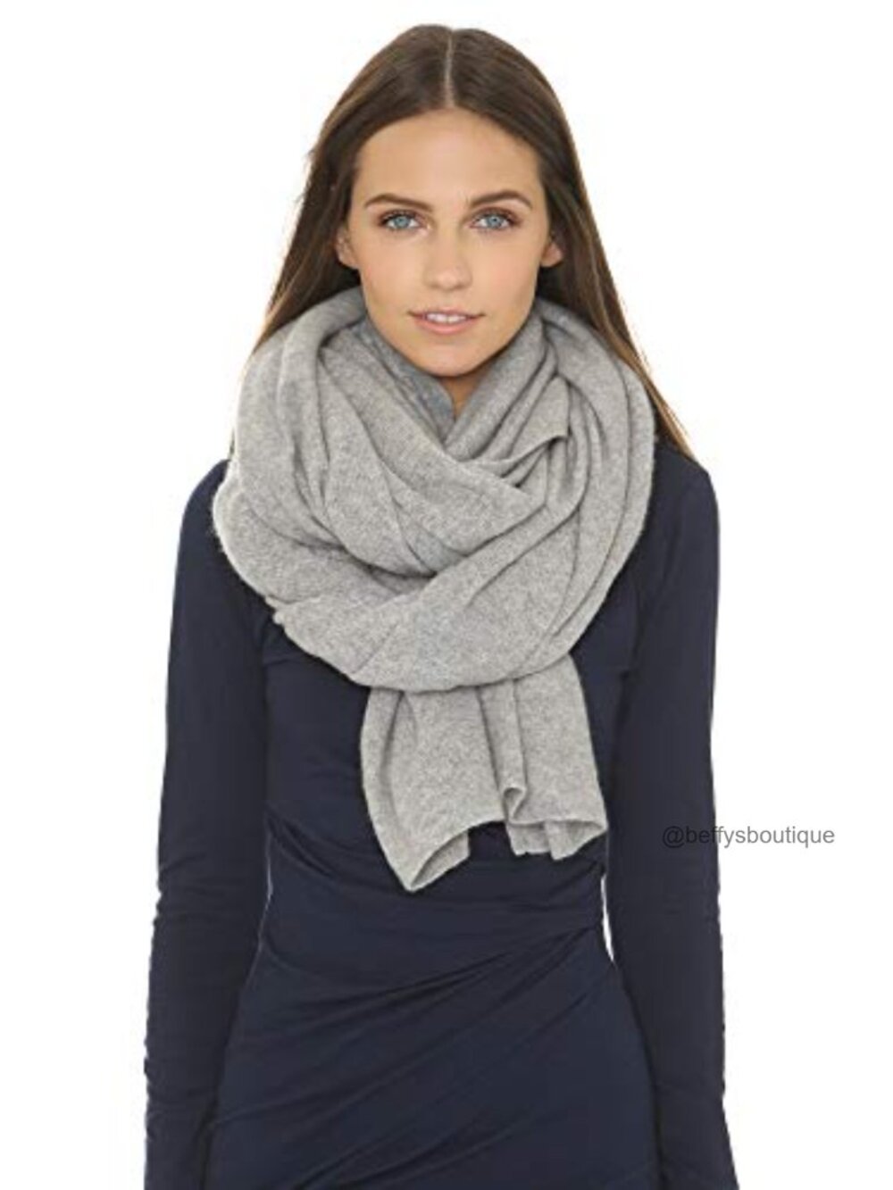 100% Cashmere Travel Wrap Scarf Lightweight Knit 80in Warm Winter Layer